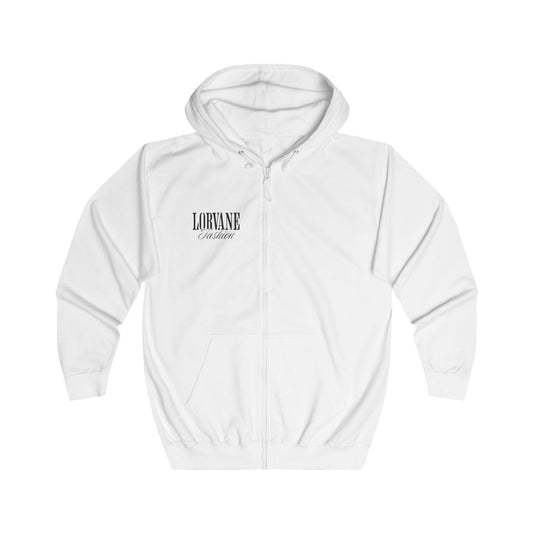 Zip Hoodie — "3 Rules for Happiness: Porsche 911, Porsche 918, Racist Brunette" Back Print